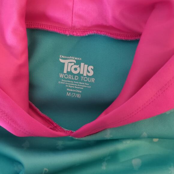 Girls Dreamworks Trolls Hi/Low Hooded Dress/Costume Lined Turquoise Size M 7/8 - Picture 10 of 11